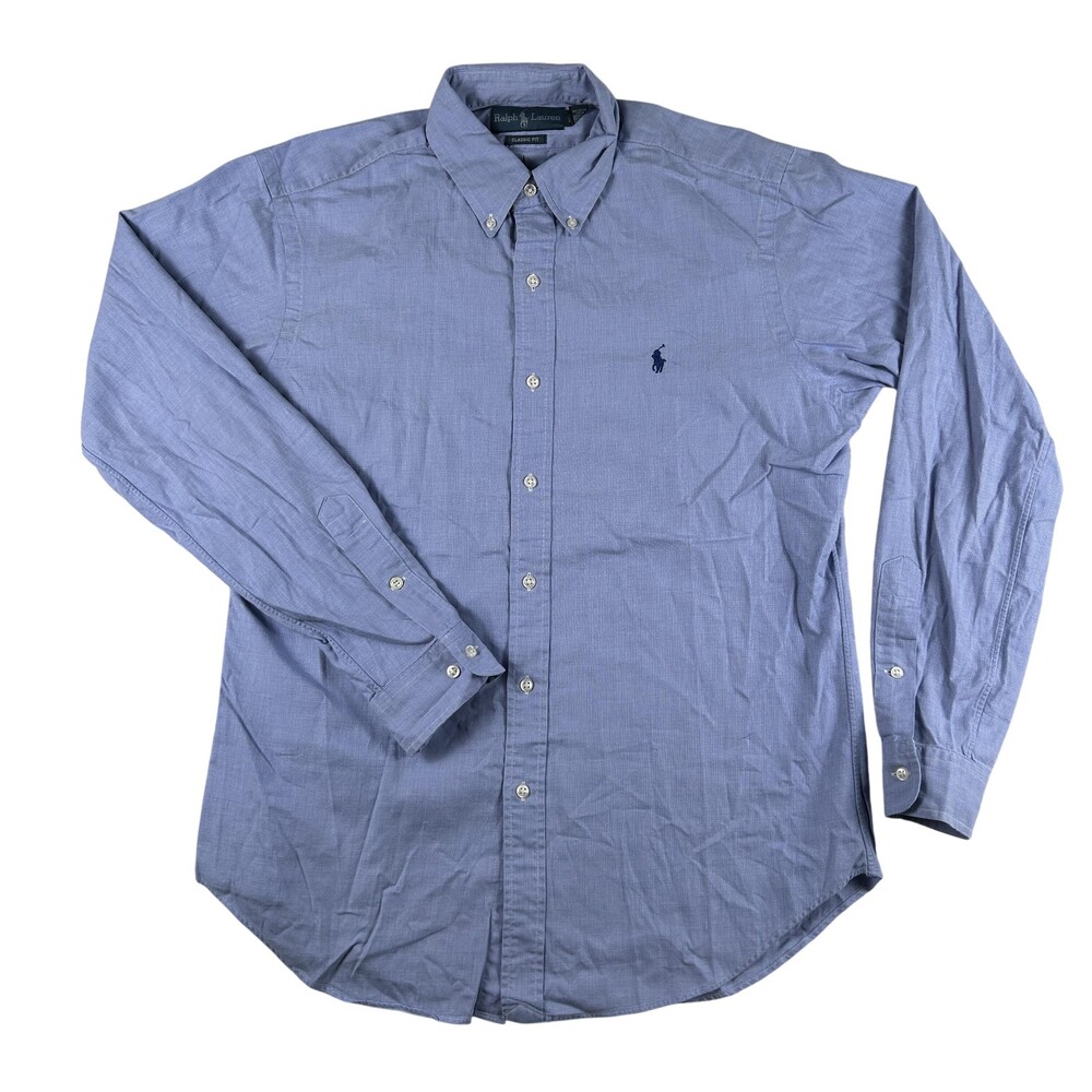 Ralph Lauren Shirt Mens Medium Classic Fit Blue Long Sleeve Button Down Pony